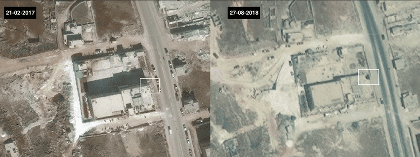 Before and after Satellite imagery of Kafarnbel